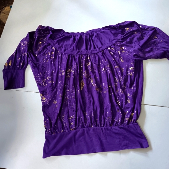 GIANNI BINI szS purple and gold short sleeve shirt - Picture 2 of 9
